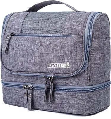 Produktbild von Reise Kulturbeutel, Tragbar, Wasserdicht, Trocken & Nass getrennt, Hängende Kosmetiktasche, Große Kapazität Organizer, Grau