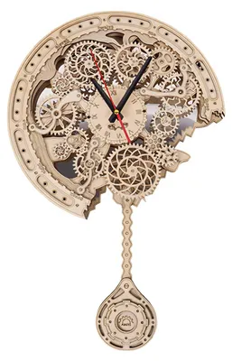 Produktbild von Holz 3D-Puzzle Uhr, mechanischer Modellbausatz, für Erwachsene, Innendekoration