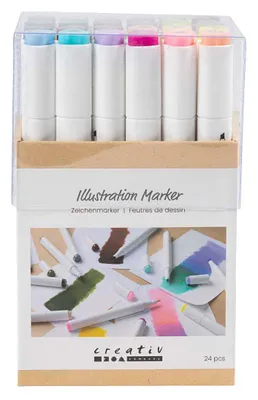 Immagine prodotto di Creativ Company Set di pennarelli ad alcool colori pastello - 24 penne da disegno