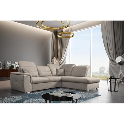 Produktbild von Ecksofa mit Schlaffunktion BERGAMO L, Ottomane rechts (Cappuccino - Viton 192)