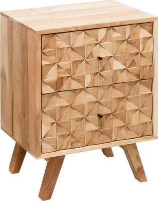 Produktbild von Nachtkonsole REWA 44x61x35cm Akazie Massivholz Nachtschrank Hoch | Landhaus Nachtkommode Boxspringbett | Nachttisch Schubladen | Nachtkästchen Nachttischschrank Holz | Beistelltisch Massiv