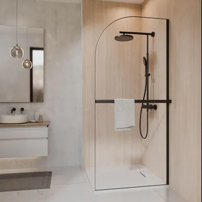 Produktbild von SCHÖNER WOHNEN-Kollektion Walk In YUNA mit Bogen, 90 x 200 cm, Mattschwarz, Klar hell