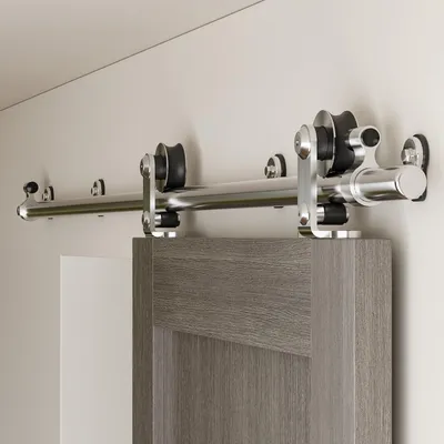 Schiebetürbeschlag-Set, 200 cm Edelstahlschiene, für Holztüren bis 110 kg