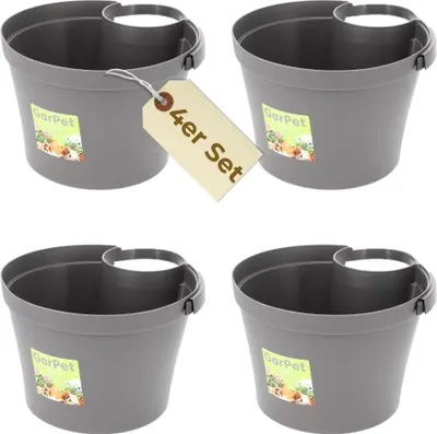 Produktbild von 4er Set Fallrohr Blumentopf Fallrohr Blumentopf für Regenrohr Regenrinne Säule Pfosten Abflussrohr Hängetopf Pflanztopf Pflanzgefäß Grau 22x22x15 cm