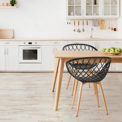 Produktbild von Homestyle4u Gartenstühle 2er Set Küchenstuhl Schwarz wasserfest