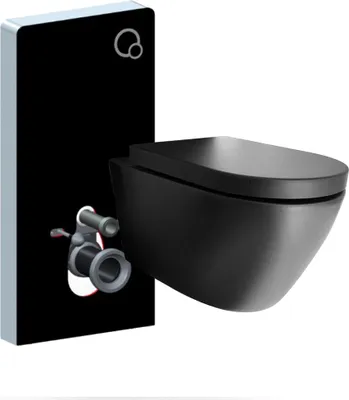 Produktbild von WC-Komplettpaket 45: WC B-8030R Schwarz - Mit Soft-Close Sitz & Sanitärmodul 805 Schwarz