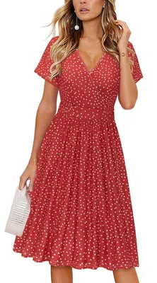 Imagen del producto de Vestido de verano con cuello en V, mangas cortas y estampado floral