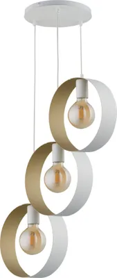 Zdjęcie produktu dla Lampa wisząca dekoracyjna biało-złota potrójna nowoczesna ozdobne obręcze Happy 3xE27 15W Sigma Lighting