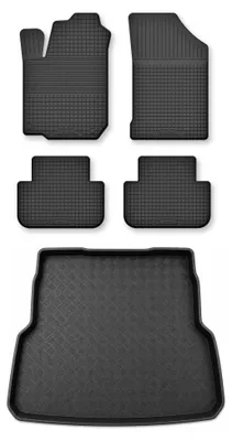 Productafbeelding van Rubberen automatten + kofferbakmat voor Toyota Land Cruiser J150 vanaf 2024 – 5-delig, zwart, op maat – Wielganizator Semi-Universal
