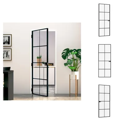 Produktbild von vidaXL Innentür Schwarz 76x201,5 cm Hartglas & Aluminium Schlank -  Haustüren