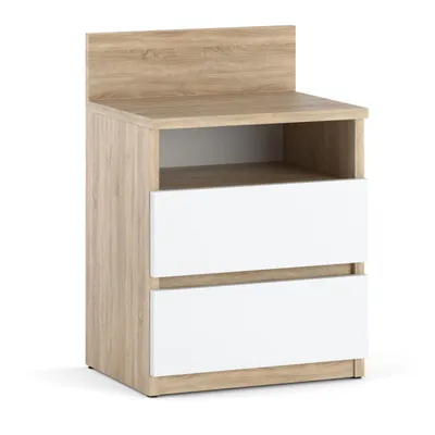 Produktbild von Nachttisch 40x59x32 - Nachttischschrank für Schlafzimmer - Nachtkommode mit Schubladen - Beistellschrank - Schlafzimmer Nachttisch Eiche Sonoma Weiß