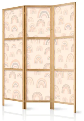 Produktbild von Muralo Japanischer PARAVENT 3-teilig Raumteiler klappbar PREMIUM-Vliesleinwand REGENBÖGEN für Kinderzimmer 135cmx172cm