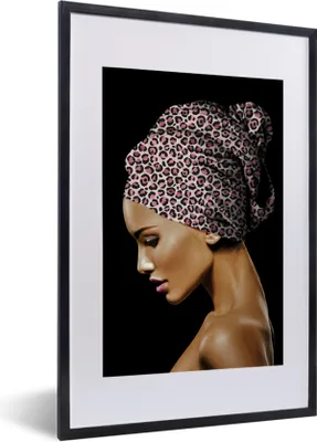 Produktbild von MuchoWow® MuchoWow® Gerahmtes Poster Frau - Tigerdruck - Rosa 40x60 cm - Poster mit zchwarzem Bilderrahmen - Poster in Rahmen