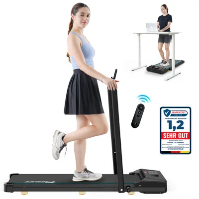 Produktbild von Walking Pad/Laufband für Zuhause klappbar–3-in-1 Laufband mit Haltegriff, leise für Schreibtisch &Home-Office,Senioren& Reha geeignet– FunLife F1 blau