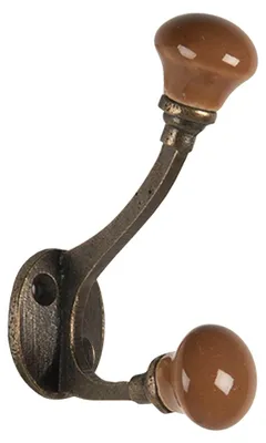 Produktbild von Clayre & Eef Wandhaken 5x9 cm Braun Keramik