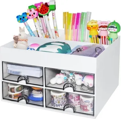 Produktbild von Schreibtisch-Organizer – Zubehör – 4 Schubladen – Stifthalter – Kompaktes Design – Für Kinder