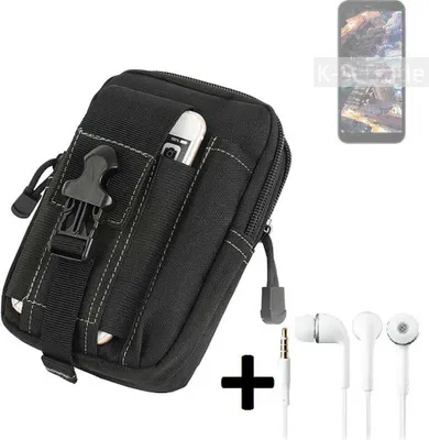 Produktbild von K-S-Trade Gürteltache + Kopfhörer kompatibel mit Doogee X97 Gürtel Tasche Holster Schutz Hülle Handy Hülle  schwarz inkl. Extrafächer