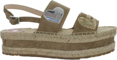 Produktbild von Love Moschino Damen goldbeige Ledersandalen auf Plateau 40