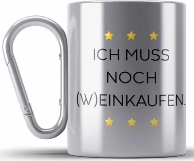 Produktbild von Trendation - Lustige Edelstahl Tasse Karabiner mit Spruch für Frauen Männer Arbeit Büro Lustig Edelstahl Tasse Karabinern Becher mit Sprüchen Kollegin Geschenk Sarkasmus Wein Kaufen (Silber)