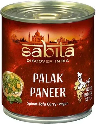 Produktbild von Sabita Palak Paneer 300 G Dose Vegan Glutenfrei  Spinat Tofu Curry