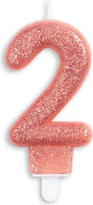 Produktbild von Glitzer Zahlenkerze in Rosegold 2