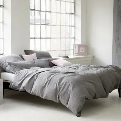 Produktbild von elegante Halbleinen-Kissenbezug einzeln Breeze Farbe dunkelgrau Größe 80x80cm