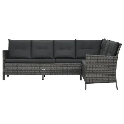 Produktbild von vidaXL 3-tlg. Garten-Lounge-Set mit Auflagen Poly Rattan Grau