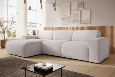 Image de AX LIVING Canapé forme L Didim mini creme 310 cm de large, élégant G