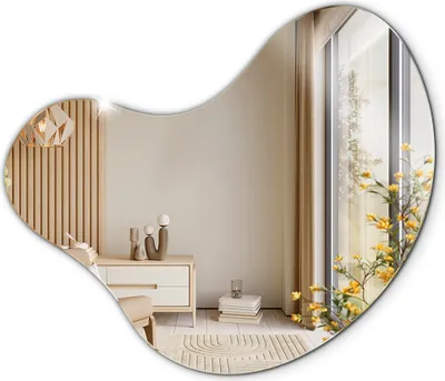 Obrázek produktu pro Nástěnné zrcadlo s nepravidelným tvarem - Boho Japaandi Mirror - Salon Bedroom - 77x77 cm