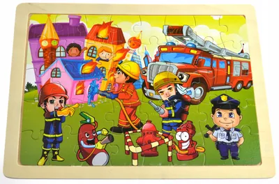 Produktbild von Drobiazgarnia Holz Puzzle 40 Teile Feuerwehr Kleinkind Lernpuzzle