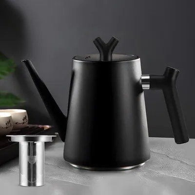 Productafbeelding van Unyqoos® dubbelwandige theepot van roestvrij staal, met geïntegreerd zeefje en verwijderbaar filter, druppelvrij uitschenken, 1,5 liter – geschikt voor thee en koffie