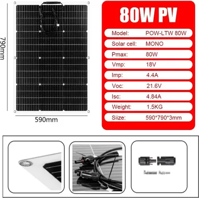 Obrázok produktu pre 80W solárny panel, vysoká účinnosť monokryštalický, vodotesný dizajn, 80W solárny panel IBA