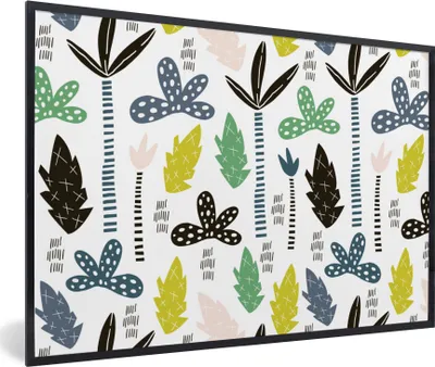 Produktbild von MuchoWow® MuchoWow® Gerahmtes Poster Dschungel - Blatt - Baum - Muster 30x20 cm - Poster mit zchwarzem Bilderrahmen - Kunstdruck - Bild-Poster