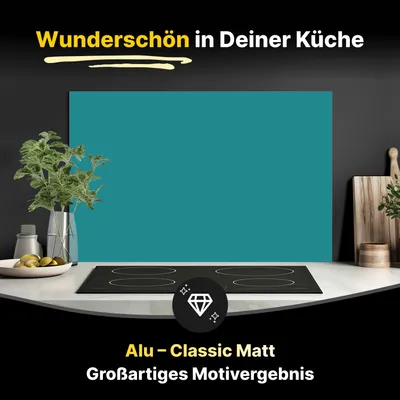 Produktbild von Spritzschutz Küchenrückwand aus Aluminiumverbund in Matt 125x60 cm - Türkisblau
