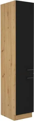 Image de Colonne de Cuisine MODENA, 40 x 57 x 210 cm, 2 Portes, Chêne Artisan, Noir Mat