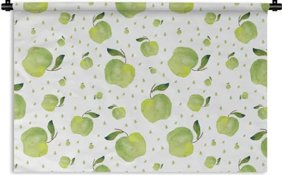 Produktbild von MuchoWow® Wandteppich Wandbehang Äpfel - Grün - Muster 120x80 cm Tapisserie Dekoration Wandtuch - Wanddekorationen - Wandtücher
