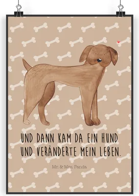 Produktbild von Mr. & Mrs. Panda Bild Hund Dogge DIN A4 - Hundeglück - Geschenk, Herz, Deutsche, Hunde, Great Dane, Wanddeko, Sprüche, Kunstdruck, kunstposter, drucke