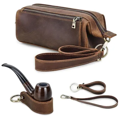 Zdjęcie produktu dla Etui skórzane na rurki, z miejscem na 2 rurki i akcesoria