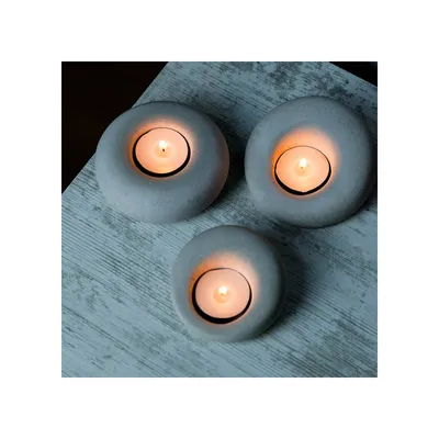 Produktbild von Evila Originals, Donut 175, Kerzenständer-Set (3-teilig), Grau, 10 x 10 x 3,5 cm