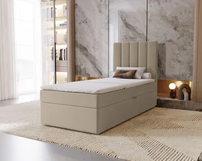 Obrázek produktu pro Hotelová jednolůžková postel 100x200 GRETNA - latte + topper