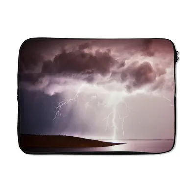 Produktbild von MuchoWow® Laptop Hülle 14 ZollBlitze über dem Meer Laptoptasche - Laptoptasche - Stoßsicher - Schutzhaube