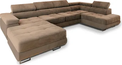 Produktbild von Masseno Ecksofa CASONE R-S mit Schlaffunktion U-Form, Sofa mit Bettkasten, Wohnzimmersofa, Couch, Soffa, Bettsofa, Couchgarnitur- Beige, MONOLITH 09