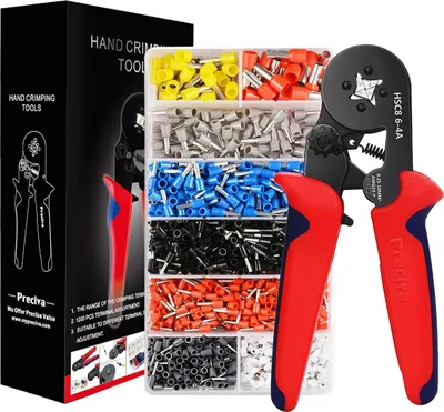 Produktbild von Crimpzangen Aderendhülsen Set, Preciva Aderendhülsenzange mit 1200 stück Aderendhülsen Tool Kit 0,25-10,00 qmm ohne Tasche