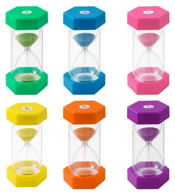 Produktbild von Set mit 6 bunten Sanduhren für Kinder – 1/3/5/10/15/30 Minuten