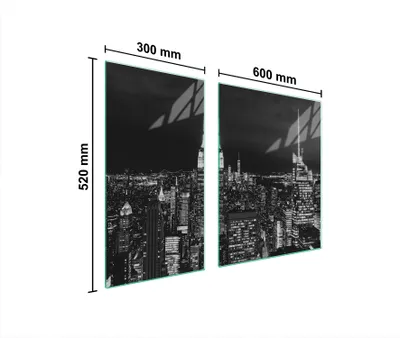Produktbild von Herdabdeckplatten 2 teilig 90x52 Glaskeramikkochfeld Abdeckung Glas Schneidebrett Stadt Schwarz