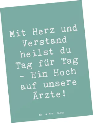 Produktbild von Mr. & Mrs. Panda Postkarte Spruch Arzt Herz Verstand - Meeresbrise - Geschenk, Medizinstudium, Wertschätzung, Aufmerksamkeit, Dankbarkeit, Ansichtskarten, Bedanken, Danke