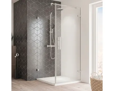Produktbild von Duschtür mit Seitenwand mit Drehtür BREUER Avanta rahmenlos 90 x 90 cm Profil chrom Klarglas Türanschlag rechts Seitenwa