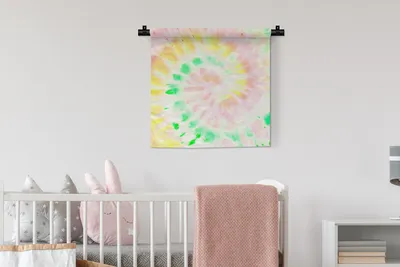 Produktbild von MuchoWow® Wandteppich Wandbehang Sommer - Krawattenfärbung - Weiß 60x60 cm Tapisserie Dekoration Wandtuch - Dekorationen - Wand Decke