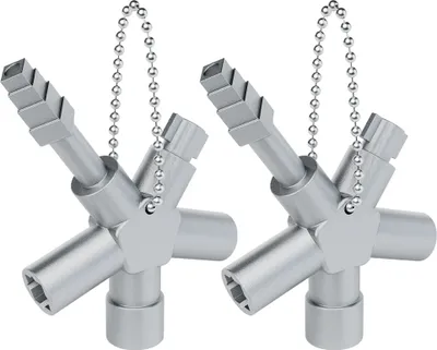 Image de ABSINA 2x Clé universelle de construction avec 4 profils - Clé triangulaire Clé carrée Clé pour armoire électrique Clé universelle