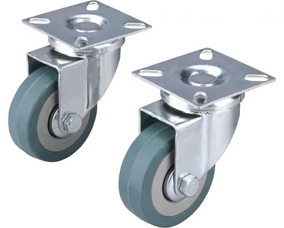 Immagine prodotto di Ruote girevoli per mobili 50 mm, 2 pezzi, in gomma, grigio